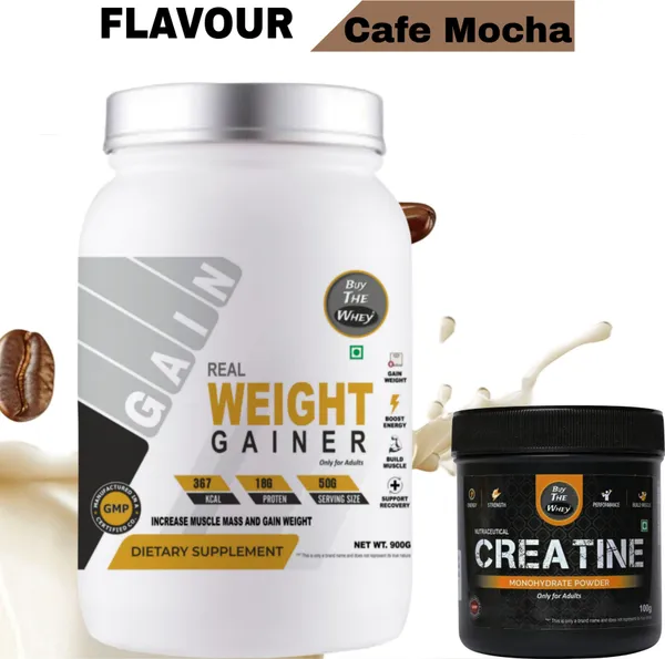 BUY_THE_WHEY_Real_Weight_Gainer_|_Lab_Tested_|_100%_Genuine_|_For_Adults_with_creatine_-_Weight_Gainers/Mass_Gainers_(900_g,_CAFE_MOCHA)