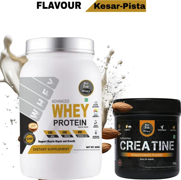 BUY_THE_WHEY_Advance_Whey_Protein_100%_Genuine_Lab_Tested_For_Adults_With_Creatine_-_Weight_Gainers/Mass_Gainers_(900_g,_Kesar_pista)