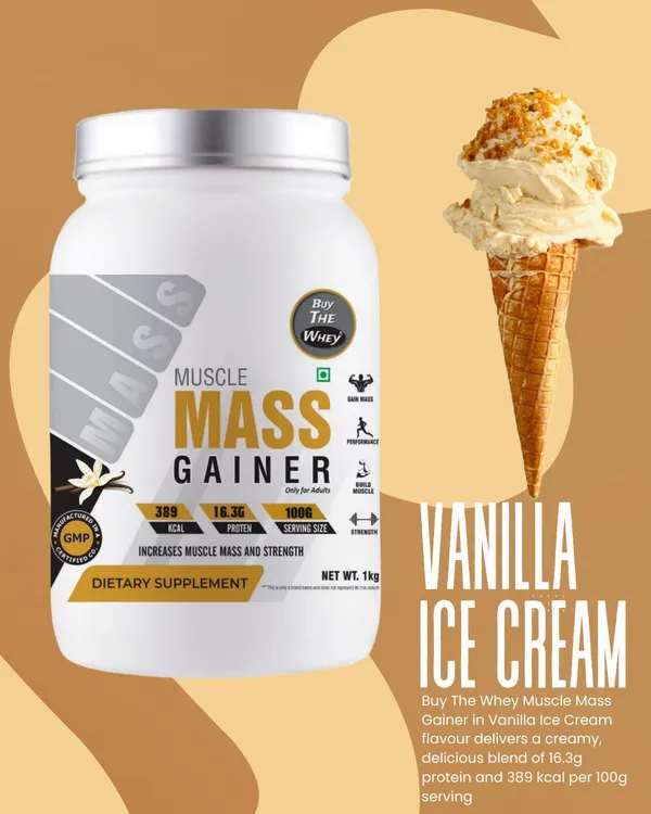 BUY_THE_WHEY_Real_Weight_Gainer_|_Lab_Tested_|_Pure_Gainer_|_For_Adults_With_Shaker_-_Weight_Gainers/Mass_Gainers_(900_g,_Vanilla)