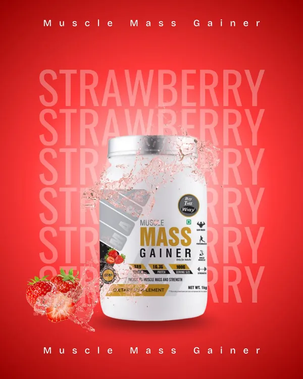 BUY_THE_WHEY_Real_Weight_Gainer_|_Lab_Tested_|_Pure_Gainer_|_For_Adults_With_Shaker_-_Weight_Gainers/Mass_Gainers_(900_g,_Strawberry)