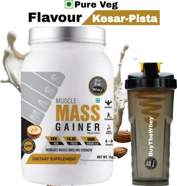 BUY_THE_WHEY_Muscle_Mass_Gainer_|_100%_Genuine_|_Lab_Tested_|_For_Adults_With_Shaker_--_Weight_Gainers/Mass_Gainers_(1_kg,_Kesar-Pista)