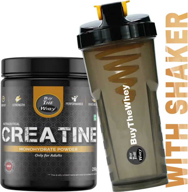 BUY_THE_WHEY_Creatine_Monohydrate_250g_|_3g_Serving|_Lab_Tested_|_With_750ml_Shaker_Creatine_(250_g,_Unflavoured)