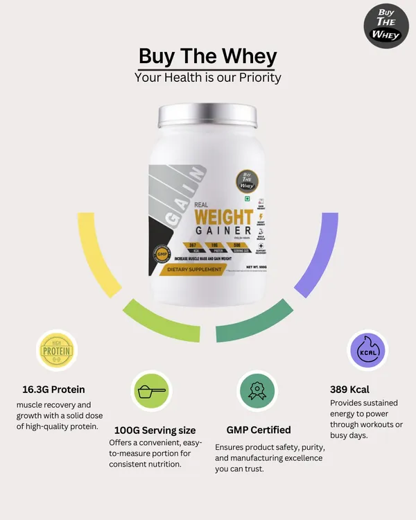 BUY_THE_WHEY_Real_Weight_Gainer_|18g_Protein_|_Pure_Gainer_With_Creatine_Weight_Gainers/Mass_Gainers_(900_g,_STRAWBERRY)