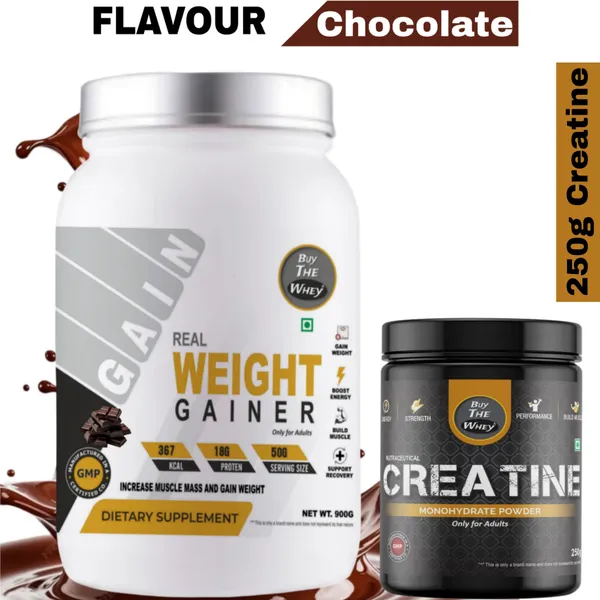 BUY_THE_WHEY_Real_Weight_Gainer_|18g_Protein_|_Pure_Gainer_With_Creatine_Weight_Gainers/Mass_Gainers_(900_g,_CHOCOLATE)
