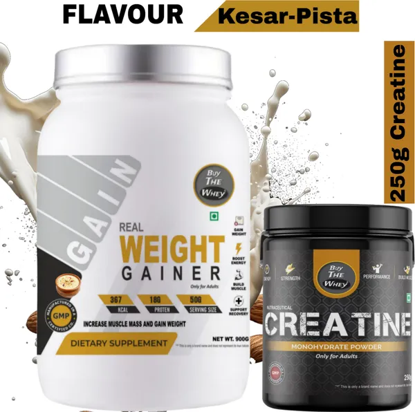 BUY_THE_WHEY_Real_Weight_Gainer_|18g_Protein_|_Pure_Gainer_With_Creatine_Weight_Gainers/Mass_Gainers_(900_g,_KESARPISTA)