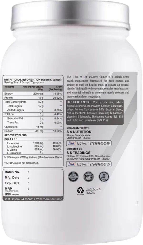 BUY_THE_WHEY_Massive_Gainer_Protein_Supplement_for_Mass_Gain_and_Muscle_Growth_Weight_Gainers/Mass_Gainers_(1_kg,_Chocolate)