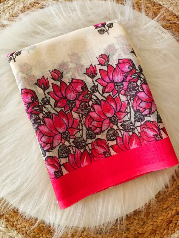 Blush_Bloom_Linen_Cotton_Saree_With_Floral_Border
