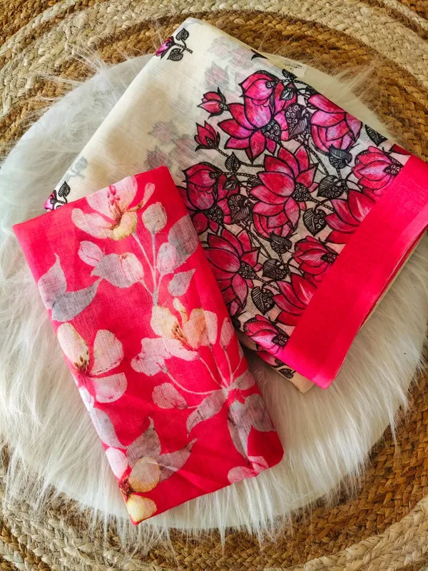 Blush_Bloom_Linen_Cotton_Saree_With_Floral_Border