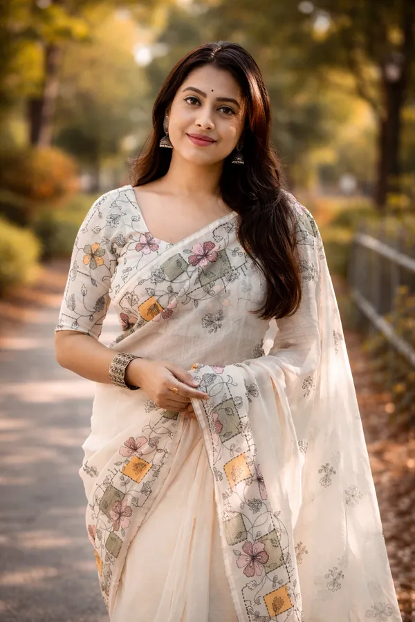 Soft_Ivory_Linen_Saree_With_Pastel_Floral_Border