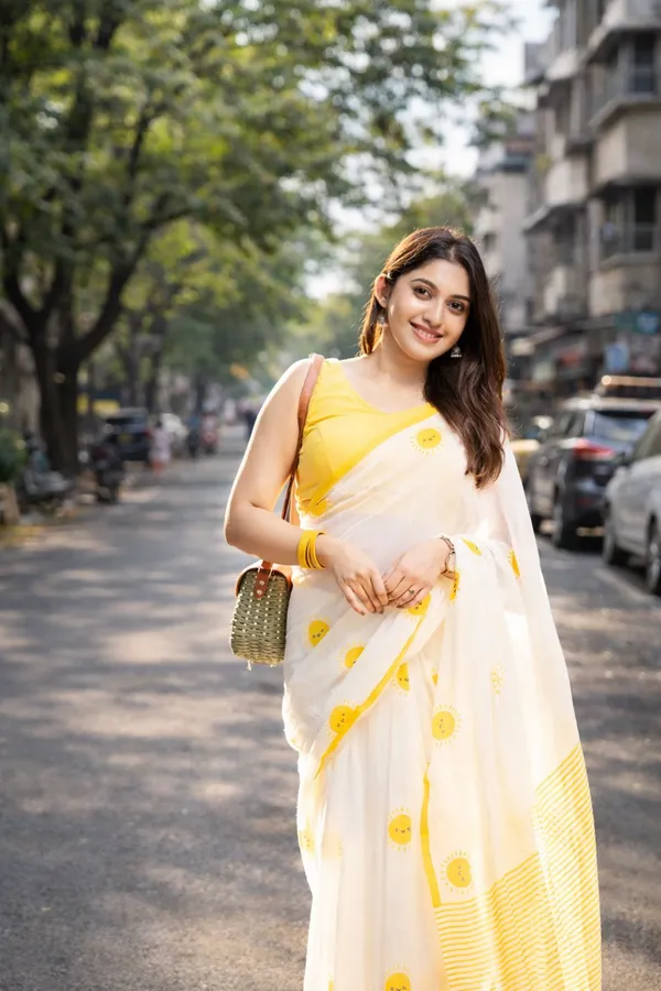 Sunshine_Bliss_White_Linen_Cotton_Saree_With_Yellow_Motifs