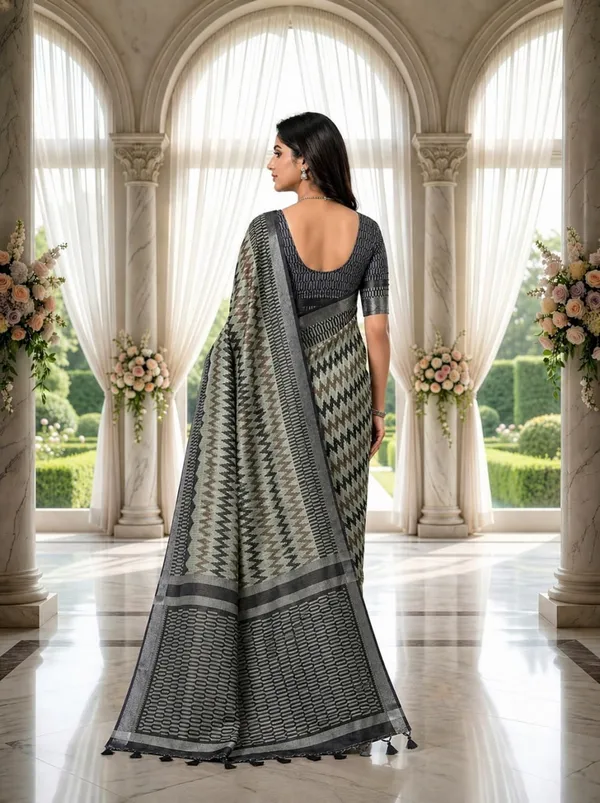 Grey_Black_Premium_Linen_Cotton_Saree_With_Contemporary_Geometric_Woven_Design