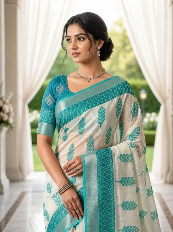Aqua_Blue_Off_White_Premium_Linen_Cotton_Saree_With_Ethnic_Woven_Motifs_And_Designer_Pallu