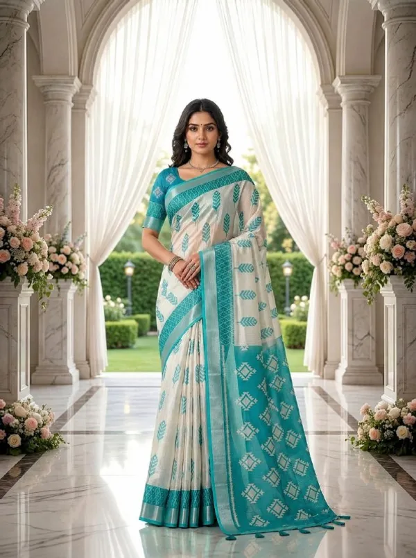 Aqua_Blue_Off_White_Premium_Linen_Cotton_Saree_With_Ethnic_Woven_Motifs_And_Designer_Pallu