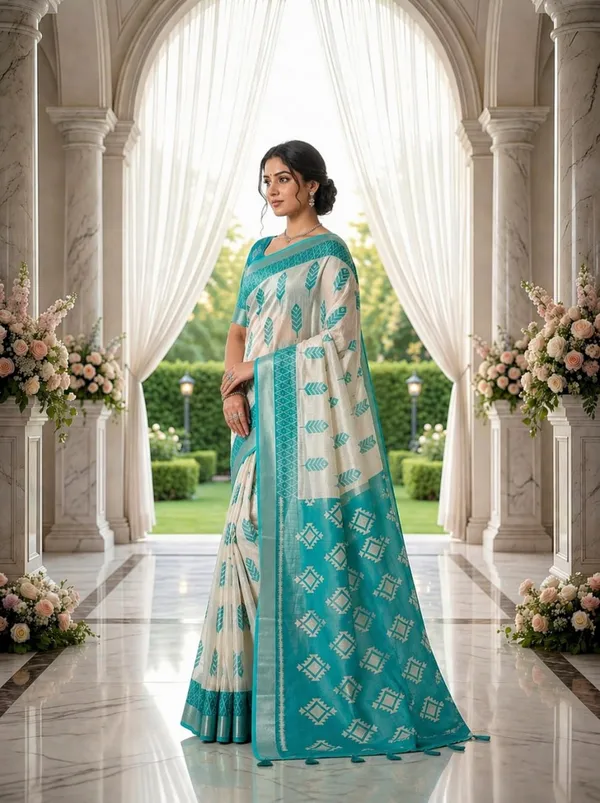 Aqua_Blue_Off_White_Premium_Linen_Cotton_Saree_With_Ethnic_Woven_Motifs_And_Designer_Pallu