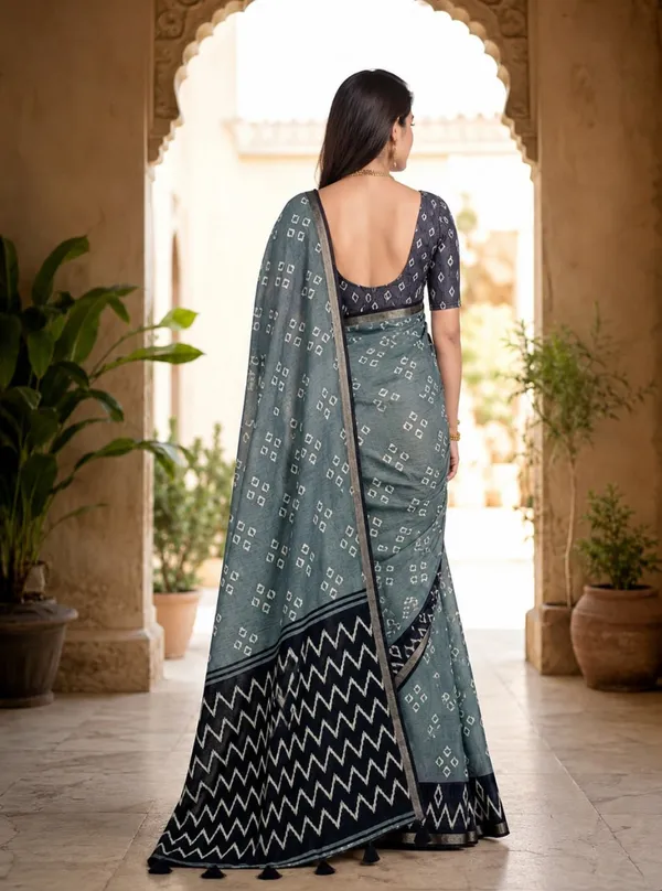 Slate_Grey_Premium_Linen_Cotton_Saree_With_Bandhani_Inspired_Motifs_Designer_Zigzag_Border