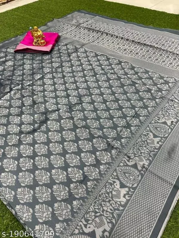 Elegant_Grey_Woven_Silk_Blend_Saree_With_Silver_Leaf_Motifs_And_Designer_Border