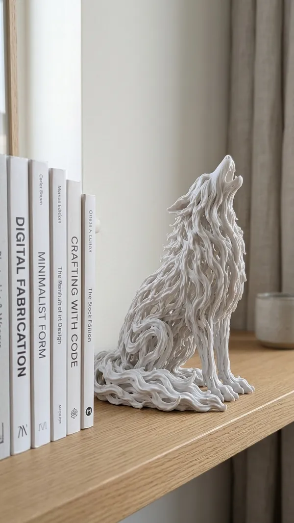 White_Howling_Wolf_Decorative_Sculpture