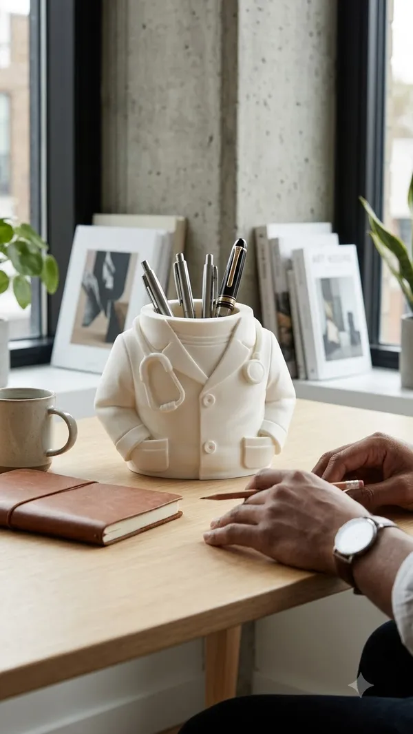 White_Suit_Jacket_Design_Pen_Holder