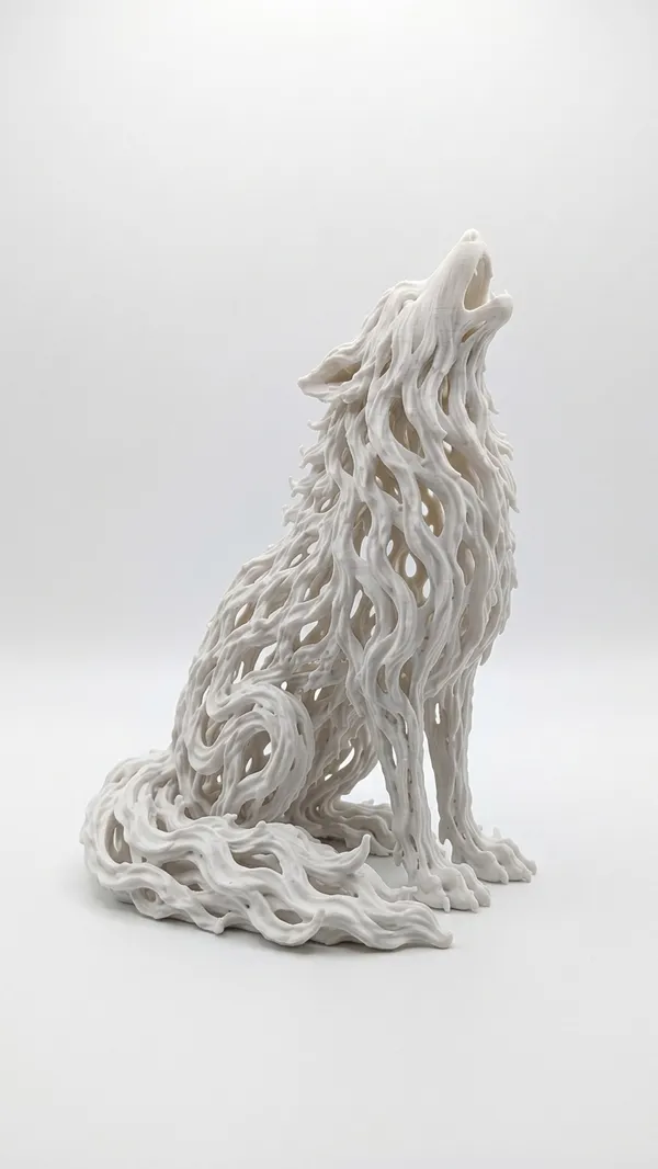 White_Howling_Wolf_Decorative_Sculpture