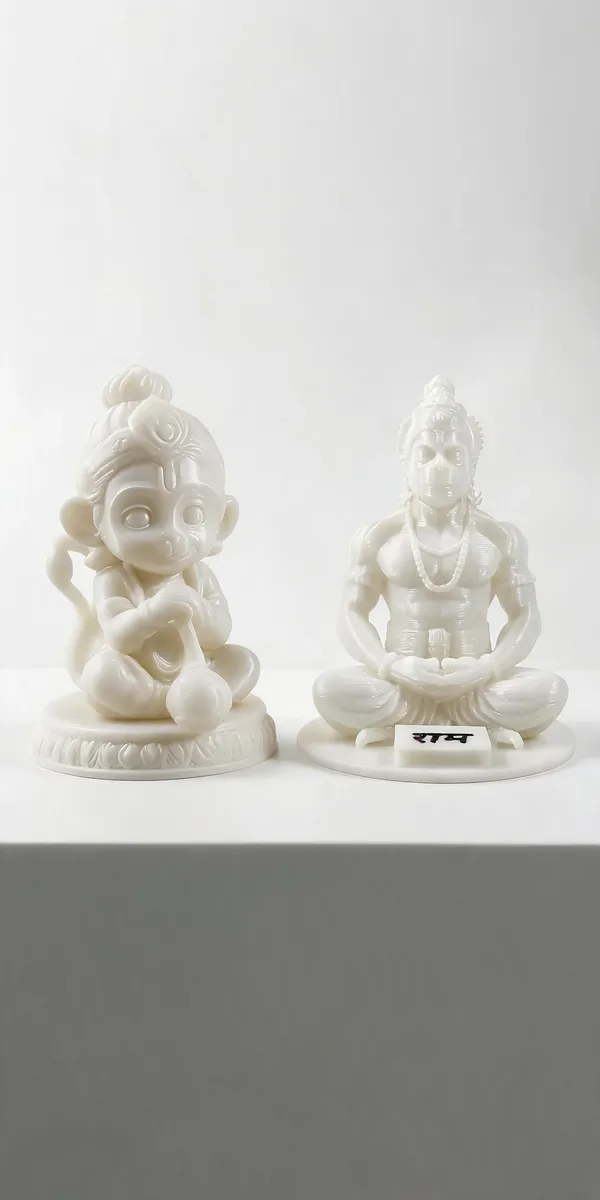 White_Devotional_Krishna_And_Hanuman_Idol_Combo_Pack_Of_2