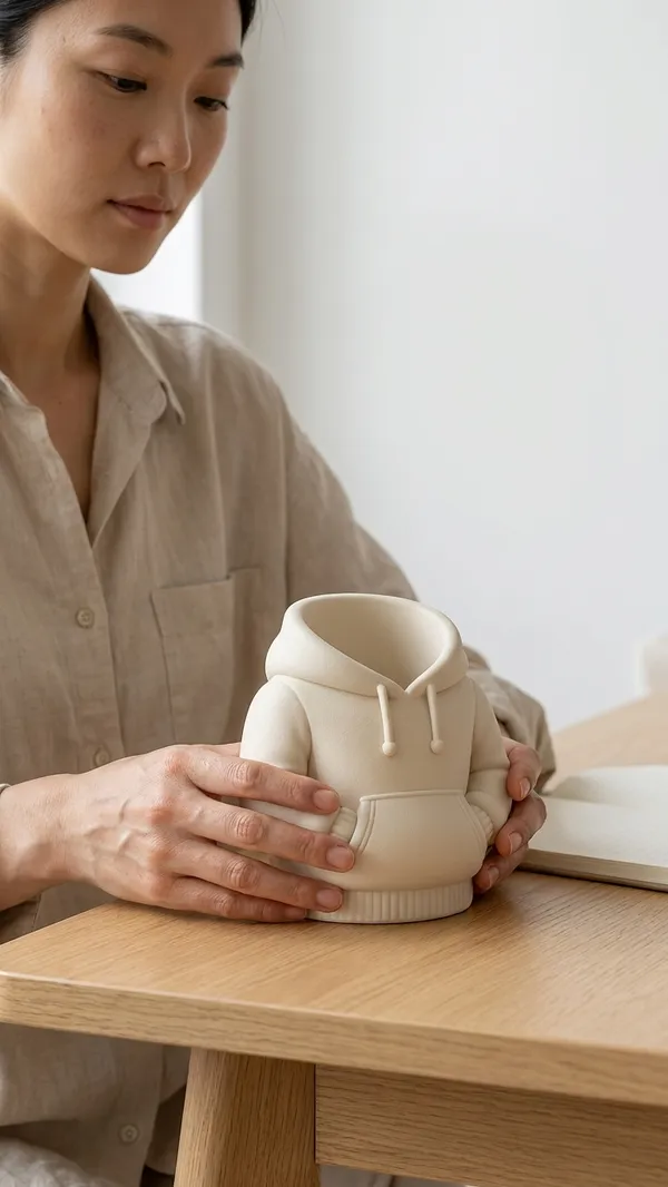 Cream_Ceramic_Hoodie_Design_Planter_Pot