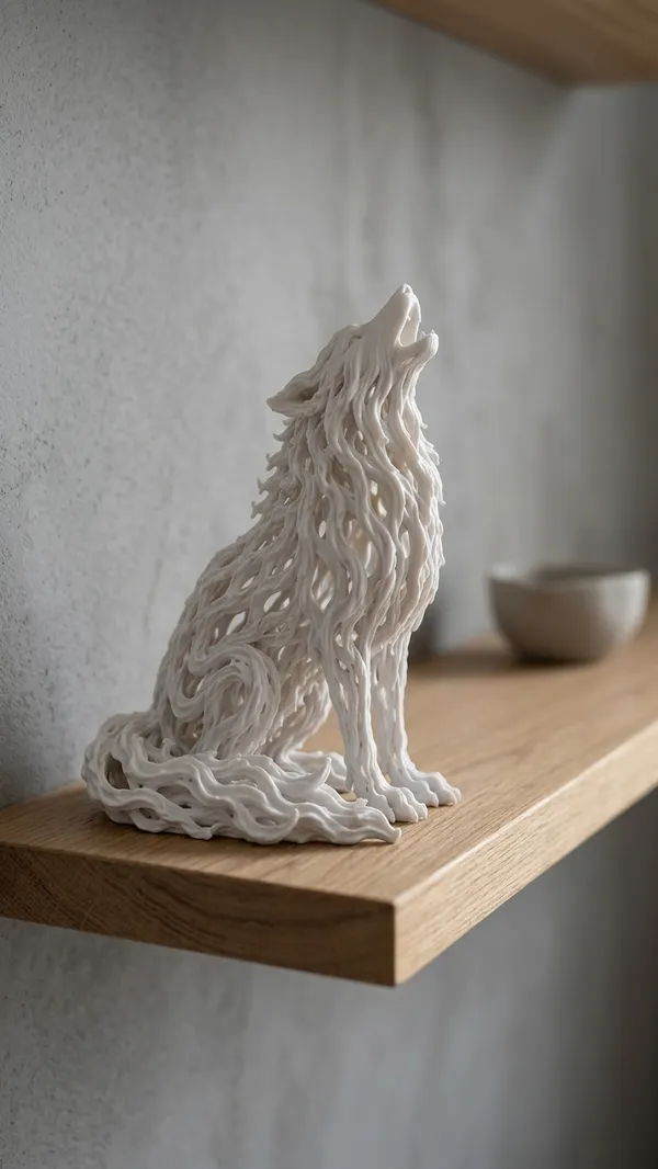 White_Howling_Wolf_Decorative_Sculpture