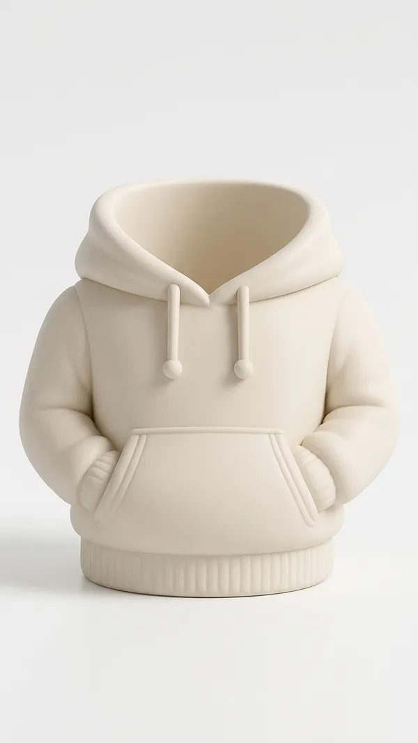 Cream_Ceramic_Hoodie_Design_Planter_Pot