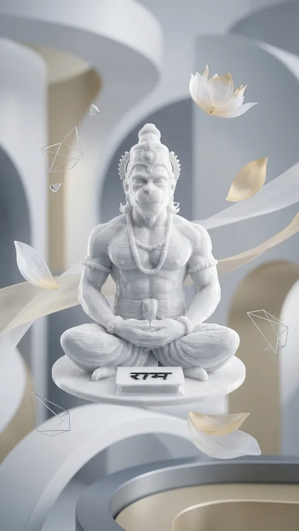White_Meditating_Hanuman_Idol