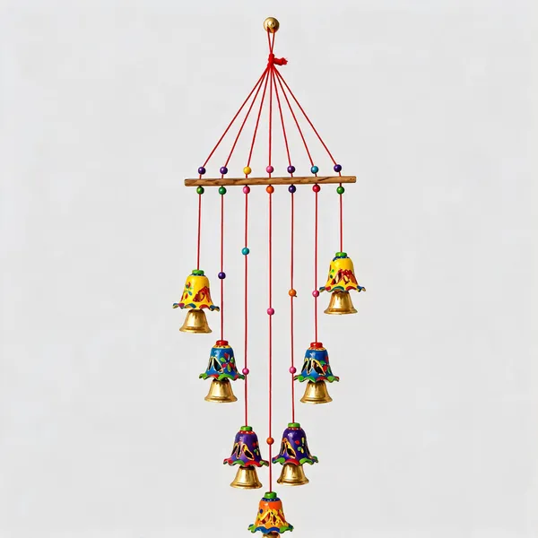 Handpainted_Traditional_Multicolor_Bell_Wall_Hanging