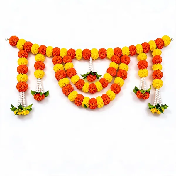 Plastic_Traditional_Marigold_Floral_Orange_Yellow_Door_Toran