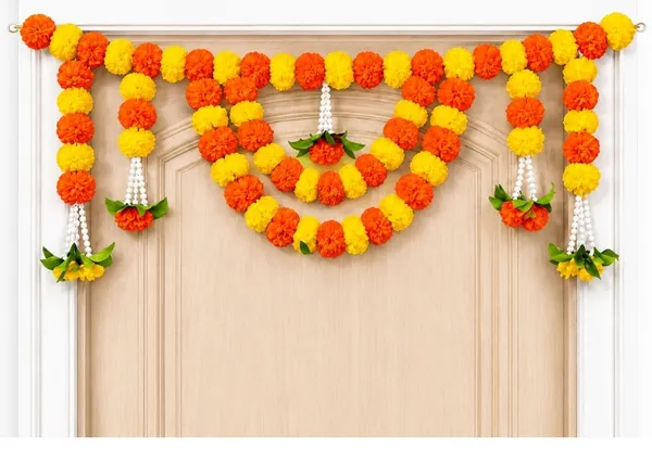 Plastic_Traditional_Marigold_Floral_Orange_Yellow_Door_Toran