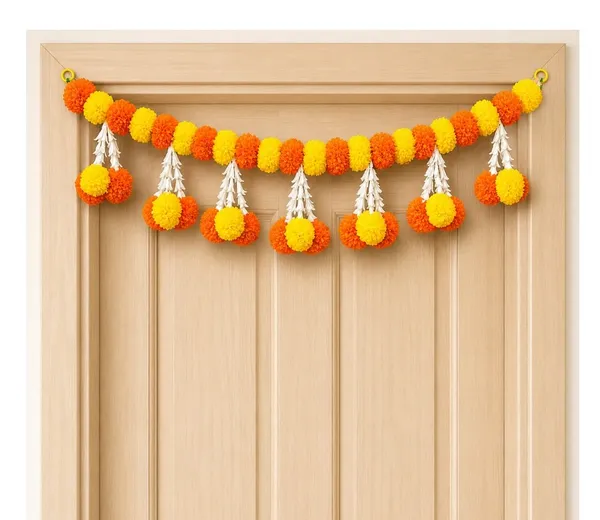 Plastic_Festive_Orange_Yellow_Pom_Pom_Door_Toran