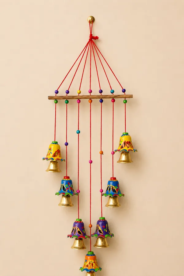 Handpainted_Traditional_Multicolor_Bell_Wall_Hanging