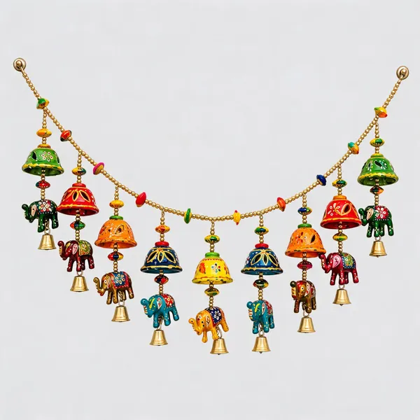 Handpainted_Traditional_Elephant_Motif_Bell_Wall_Hanging