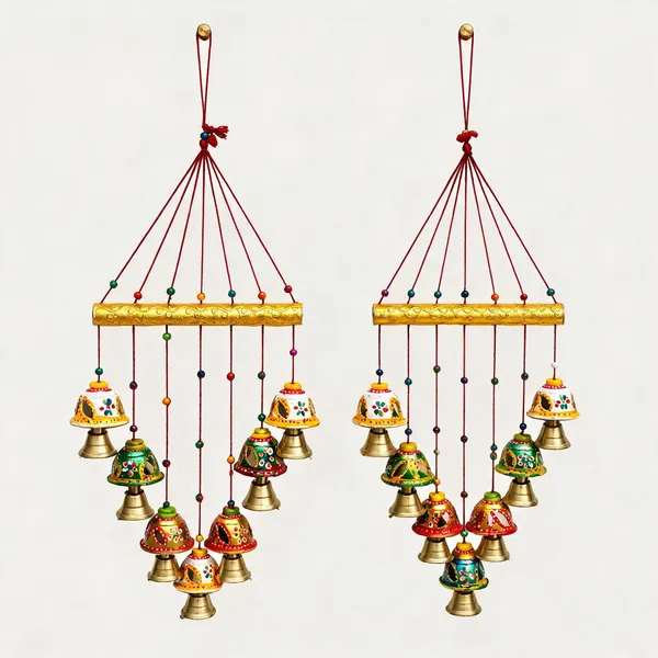 Handpainted_Traditional_Multicolor_Bell_Wall_Hanging_Set