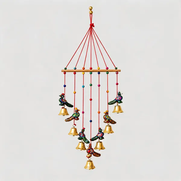 Handpainted_Traditional_Peacock_Motif_Bell_Wall_Hanging
