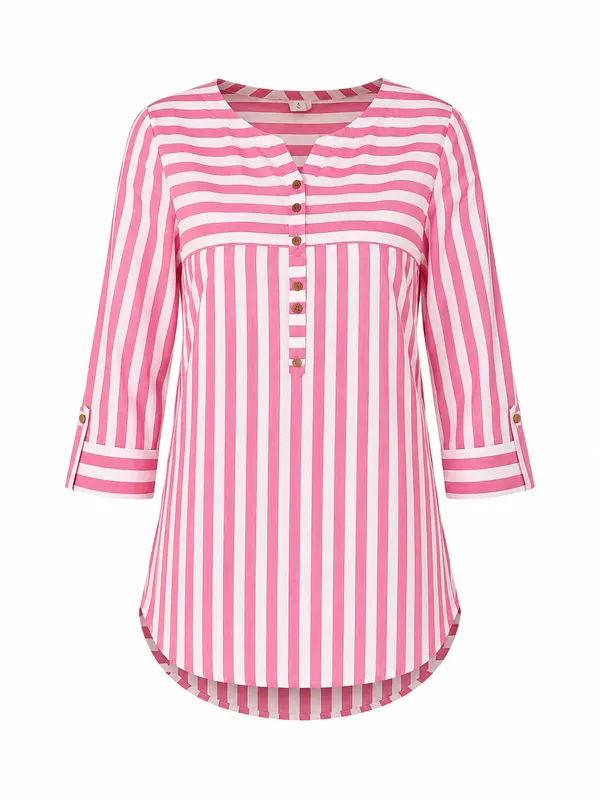 Pink_Striped_A-Line_Kurti_For_Women