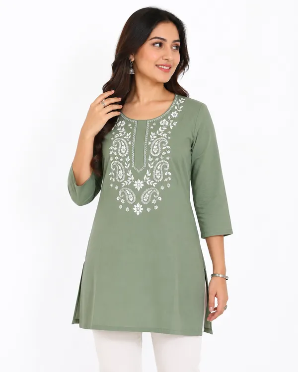 Olive_Green_Embroidered_Straight_Kurta_for_Women