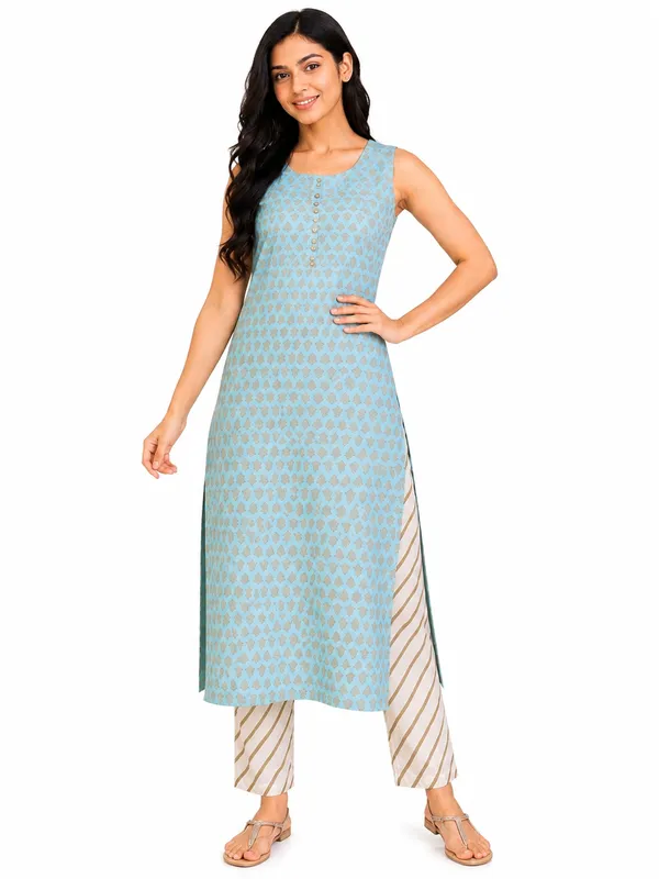 Aqua_Cotton_Blend_Straight_Kurta_Set_for_Women
