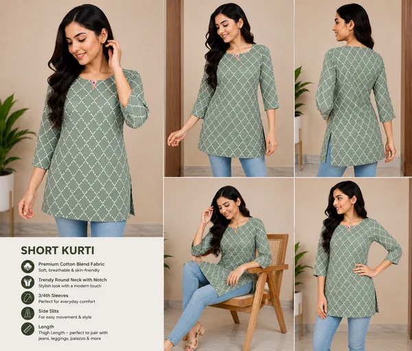 Green_Cotton_Blend_Straight_Kurti_for_Women