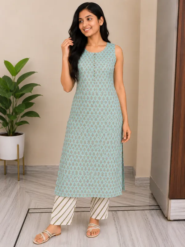 Aqua_Cotton_Blend_Straight_Kurta_Set_for_Women