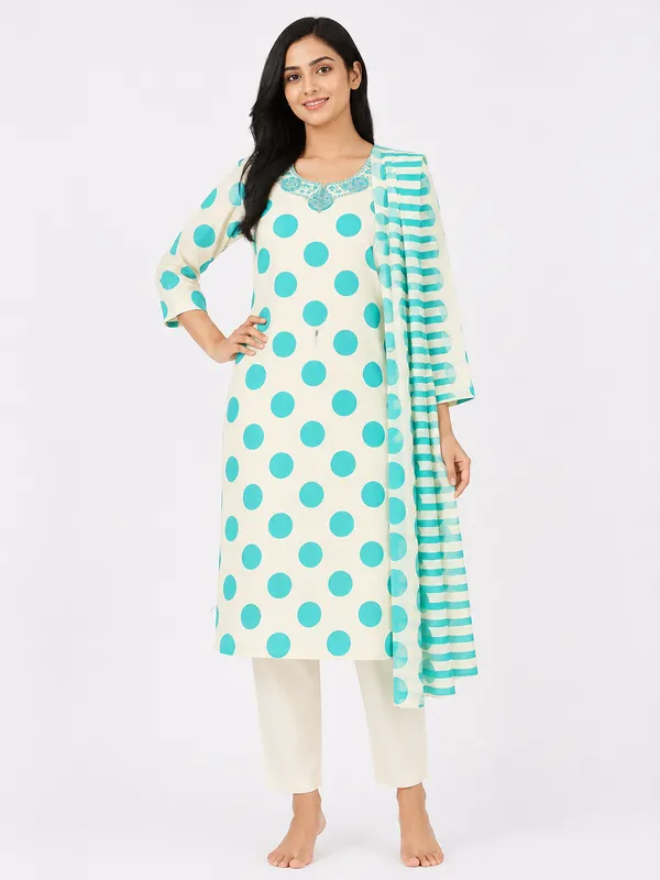 Cream_Embroidered_Polka_Dot_Kurta_Set_for_Women