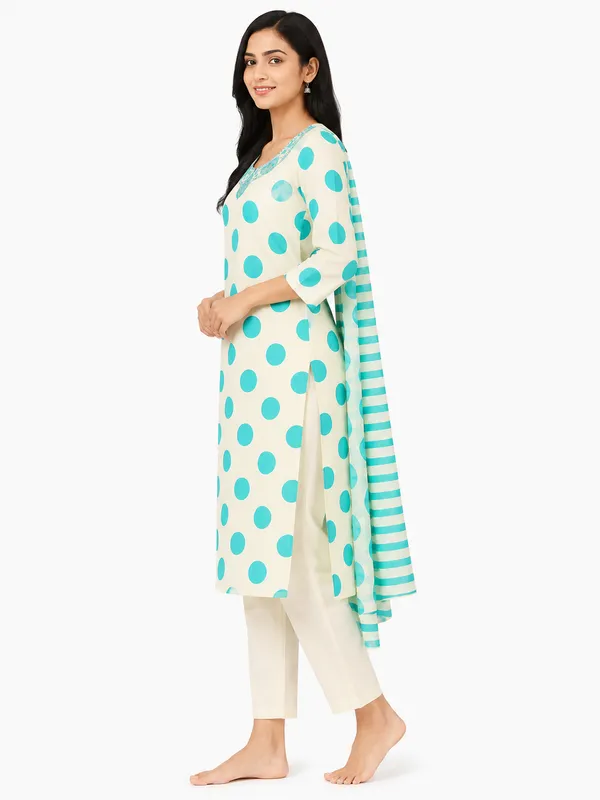 Cream_Embroidered_Polka_Dot_Kurta_Set_for_Women