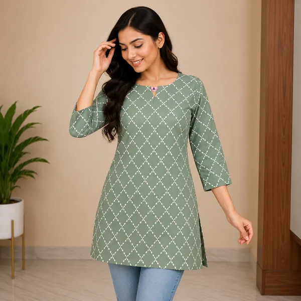 Green_Cotton_Blend_Straight_Kurti_for_Women