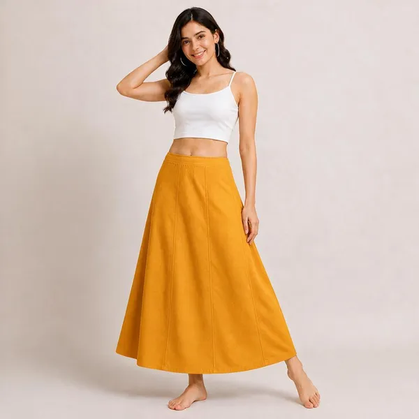 Mustard_Flared_Maxi_Skirt_For_Women