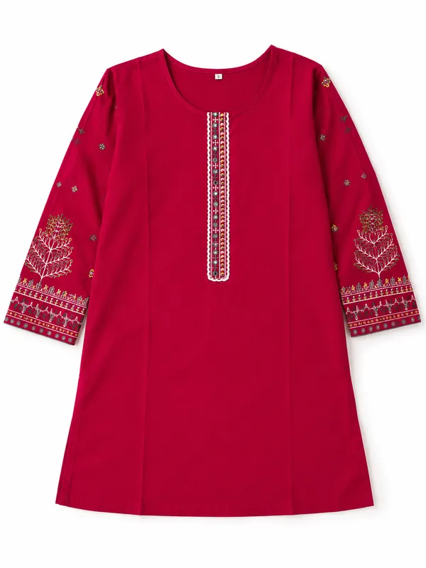 Magenta_Embroidered_A-Line_Kurti_for_Women