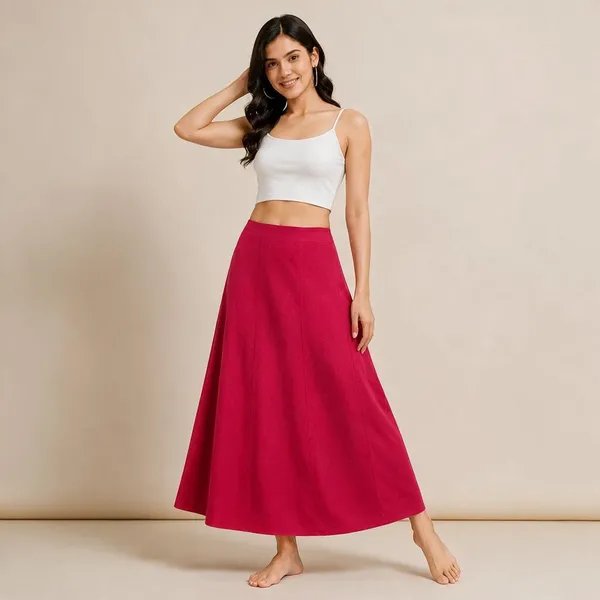 Pink_Flared_Skirt_For_Women