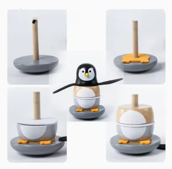 Kasthatoys_Natural_Wood_Stackable_Wobble_Penguin_Toy_For_Toddlers