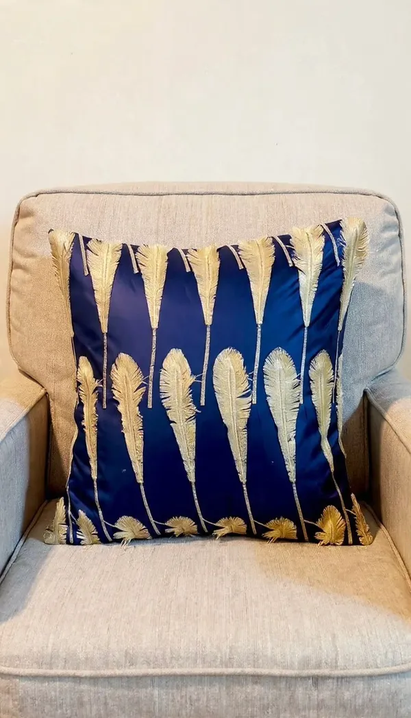 Organza_Luxe_Leaf_Embroidered_Cushion_Cover_Navy_Blue