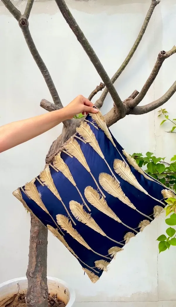 Organza_Luxe_Leaf_Embroidered_Cushion_Cover_Navy_Blue
